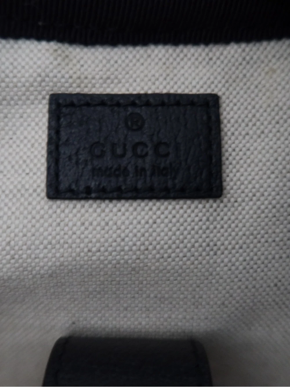 Gucci Beige GG Canvas Backpack with Red & Blue Web Stripe